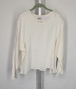 Top de mujer FLAX by Jeanne Engelhart 100 % lino manga larga grande cuadrado mínimo” - Imagen 1 de 5