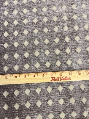 Tan Beige Taupe Diamond Chenille Brocade Fabric Piece 89” X 20” For Upholstery - Image 1 of 4