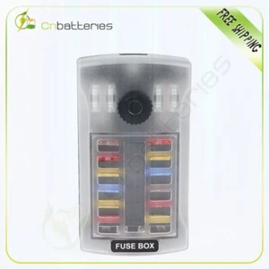 12 Way Blade Fuse Box Block Holder With Damp-Proof Cover Negative For Car Boat - Imagen 1 de 12