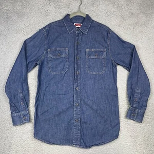 Wrangler Shirt Mens Small Blue Flex for Comfort Long Sleeve Button Down Denim - Picture 1 of 11
