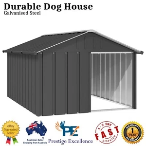 Outdoor Large Steel Pet Dog Puppy Animal Kennel Shelter House Home Bed Shed NEW - Picture 1 of 6