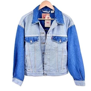 Levis NWT Women Inside Out 90s Trucker Denim Jacket Medium Colorblock Oversized - Picture 1 of 14