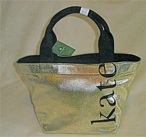 Secchiello in tela rivestito oro metallizzato Kate Spade Kate Coal 2 Tracy nuovo con etichette vintage