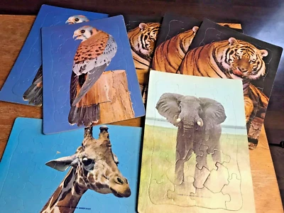 Lote de 7 quebra-cabeças vintage de bandeja de vida selvagem 10 x 14 Audobon Society Animals - Imagem 1 de 4