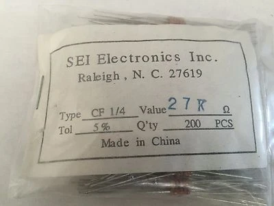 SEI CF 1/4 27K 5% Resistors (200pcs= 1 lot) - Image 1 of 2
