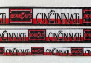 Cincinnati Bearcats Grosgrain ribbon 3/8" 5/8" 7/8" Bear cats - Picture 1 of 2