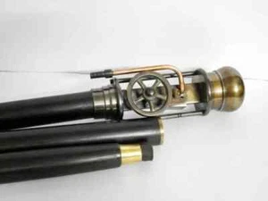 Collectible Walking Cane Stick With Working Steam Engine Model Brass Steampunk - Picture 1 of 10