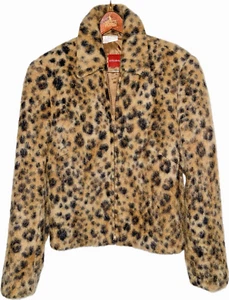 Vintage Classic OLSEN Animal Leopard Fur Wool Mohair Jacket Women's 8 L Europe - Picture 1 of 8
