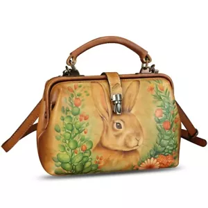 Borsa a mano donna tracolla piccola in vera pelle dipinta a mano - Foto 1 di 7