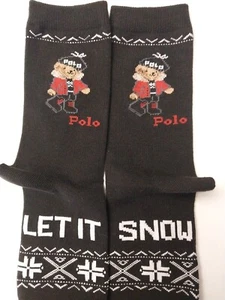 Womens Polo Ralph Lauren POLO BEAR Crew Trouser Socks , Black , Soft and Comfy - Picture 1 of 6