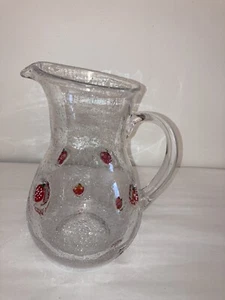 Vintage Handblown Strawberry Glass Pitcher 10” No chips or cracks - Picture 1 of 11
