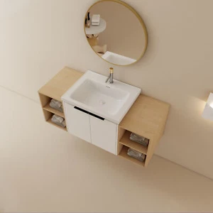 48 In Bathroom Vanity with Sink Wall Mounted Cabinet W/Two Small Storage Shelves - Picture 1 of 9