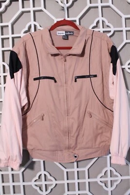 Chaqueta Jamie Sadock Mujer M Rosa Negra Cremallera Completa Ligera Bolsillos con Cremallera Años 90 Foto 1 de 4