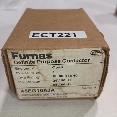 NEW Furnas 45EG10AJA Definite Purpose Contactor 1 Pole 600V 40A Coil 24V AC 60Hz - Image 1 of 4