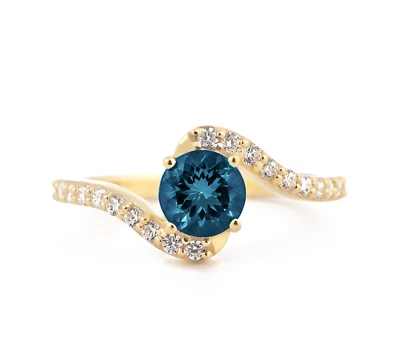 Lab Created Topaz Wave Rings Moissanite Rings Engagement Ring Gift for him - Image 1 of 4