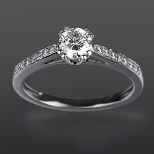ROUND 14K WHITE GOLD DIAMOND SOLITAIRE ACCENTED RING VS1 D 1.15 CT SIZE 6.5 8 9