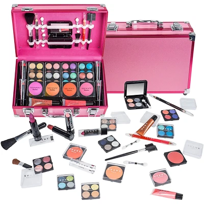 SHANY Carry All Makeup Train Case with Pro Makeup Set, Makeup Brushes, Lipsticks - Image 1 of 4
