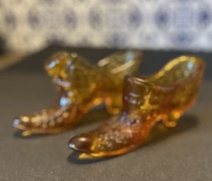 Vintage Fenton Cat Head Glass Slipper Figurine 5.5” Amber + 1 Shoe Unbranded - Picture 1 of 24