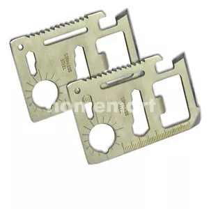 2Pcs Mini Multi-Function 11-Tools-in-1 Stainless Steel Credit Pocket Can Opener - Picture 1 of 11
