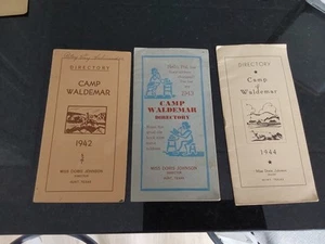 3 Camp Waldemar Hunt TX Directory 1942 1943 1944 Counselors & Campers WWII - Picture 1 of 5