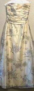 VTG JESSICA MCCLINTOCK MILLENIUM 2000 Y2K Yellow Floral Maxi Prom Formal Size 10 - Picture 1 of 11