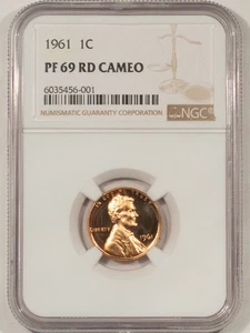 1961 PROOF LINCOLN CENT NGC PF-69 RD CAMEO - Picture 1 of 3