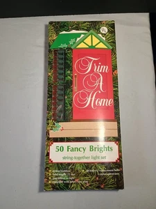 Vintage Trim a Home Super Bright Orange Christmas Halloween Lights 50 Bulbs - Picture 1 of 4