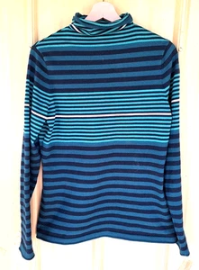 Duluth Trading Womens Top M Heavy Knit Pullover Rolled Collar Long Sleeve Stripe - Picture 1 of 11