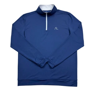 Rhoback Herren Performance Langarm Viertelreißverschluss Marine Pullover Größe S USA Flagge - Bild 1 von 13