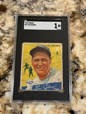 Lou Gehrig 1934 Goudey #37 SGC 1 Freshly Graded Centered Yankees HOF Beauty - Image 1 of 2