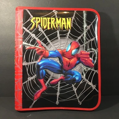 Carpeta de 3 anillos con cremallera Spider-Man 2003 Marvel vintage trampero guardián rojo RARO Foto 1 de 4