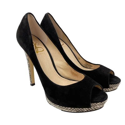 Женские туфли-лодочки Joan & David черная кожа Dadelsa 8 цвет белая змеиная кожа с принтом с открытым носком - Изображение 1 из 4