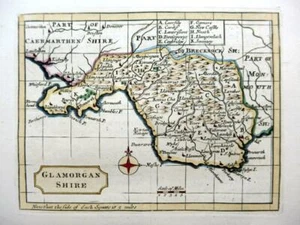 GLAMORGAN WALES c1787 BY SELLER / GROSE GENUINE ANTIQUE ENGRAVED MAP - Picture 1 of 2