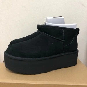 UGG CLASSIC ULTRA MINI 2" PLATFORM ANKLE BOOTS BLACK US 8 - Picture 1 of 5