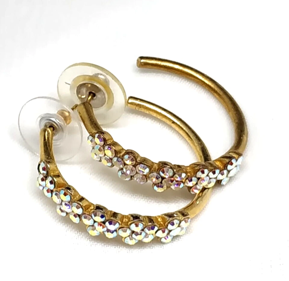 Lovely Michal Negrin Hoop Earrings With Silver Crystals Israel - Image 1 of 4