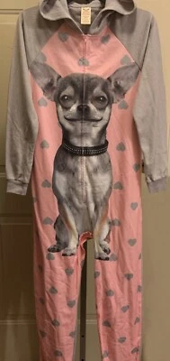 Pijama de mujer Faded Glory Chihuahua perro Unión 1 pieza pijamas talla XS con capucha nuevo Foto 1 de 3