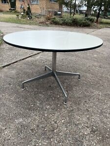 Eames Herman Miller Polished Chrome Base Table Off White Laminate Top