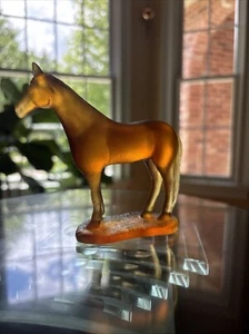 DAUM CRYSTAL CHINESE HOROSCOPE HORSE AMBER FIGURINE #05561 BRAND -MINT - Picture 1 of 12