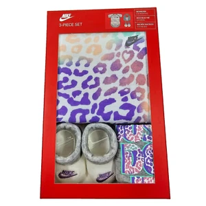 Nike 3-Piece Baby Outfit (0-6 Months) Bodysuit / Booties / Hat - Rainbow Leopard - Bild 1 von 6