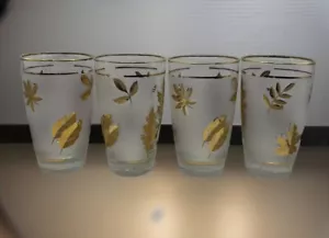 Bicchieri MCM Libbey Gold Foliage foglia smerigliata 12 oz 5 1/4" - set di 4 - Foto 1 di 10
