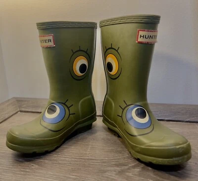 Hunter Original Botas de Lluvia Cortas Niños Monstruos Verdes.  Niños pequeños G10 B9 Foto 1 de 4