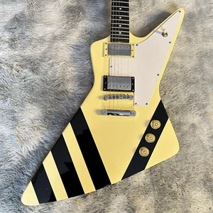Guitarra Eléctrica Explorer Black Line Amarillo Crema Pastillas HH Golpeador Blanco - Imagen 1 de 8