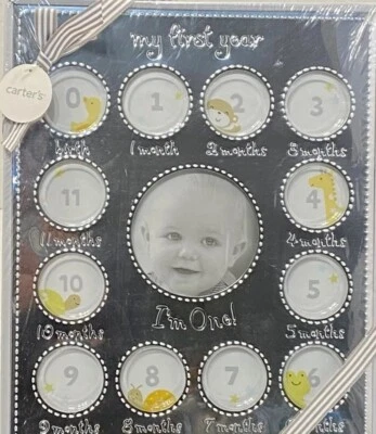 *NEW* Carter’s My First Year Silver Picture Frame  Baby Shower Gift Boy Girl - Image 1 of 2