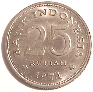 Vintage 1971 25 Rupiah Indonesia Foreign Coin - Picture 1 of 2