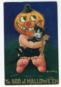 Halloween Bernhardt Pared JOL Sosteniendo Gato Negro Ye Dios de Halloween - Imagen 1 de 2