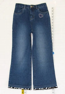 Copper Key sz 6X Girls Blue Jeans Denim Zebra Hem Pants B0460 - Picture 1 of 9