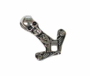 Edelstahl Anhänger Thors Hammer Thorhammer mit Kette Wikinger Vikings Totenkopf - Bild 1 von 30