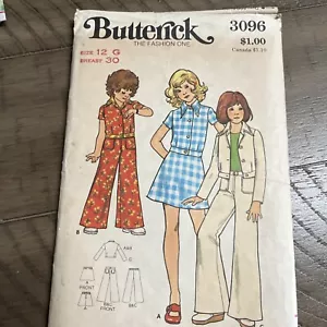 Vintage 1970s Butterick Pattern #3096 Child's Girls Jacket Skirt Pants Size 12 - Picture 1 of 2