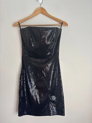 Twenty Cluny Strapless Sequins Mini Party Dress Women's Size 8 Black Sequin - Image 1 of 4
