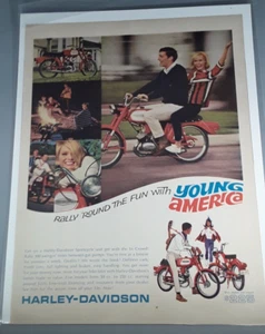 Original 1966 Harley - Davidson Motorcycle Magazine Ad "Young America" - Imagen 1 de 1